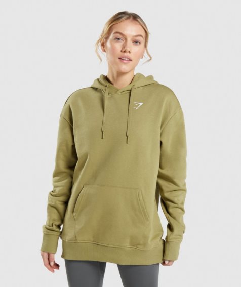 Women's Gymshark Training Oversized Hoodie Olive | NZ 5ZUQME